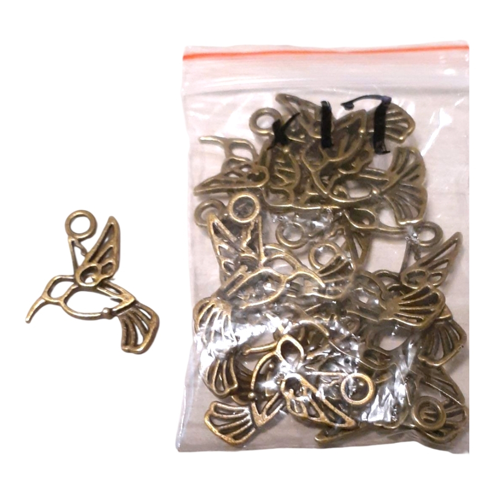 Antique Bronze Filigree Hummingbird Charms for Jewelry Making & Crafts